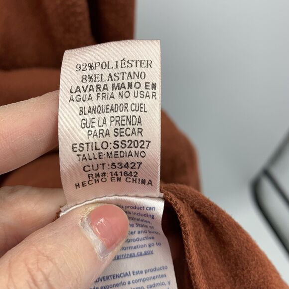 She + Sky Size M Dress Faux Suede Button Front Brown V-Neck Flutter Sleeve Boho - Picture 5 of 8